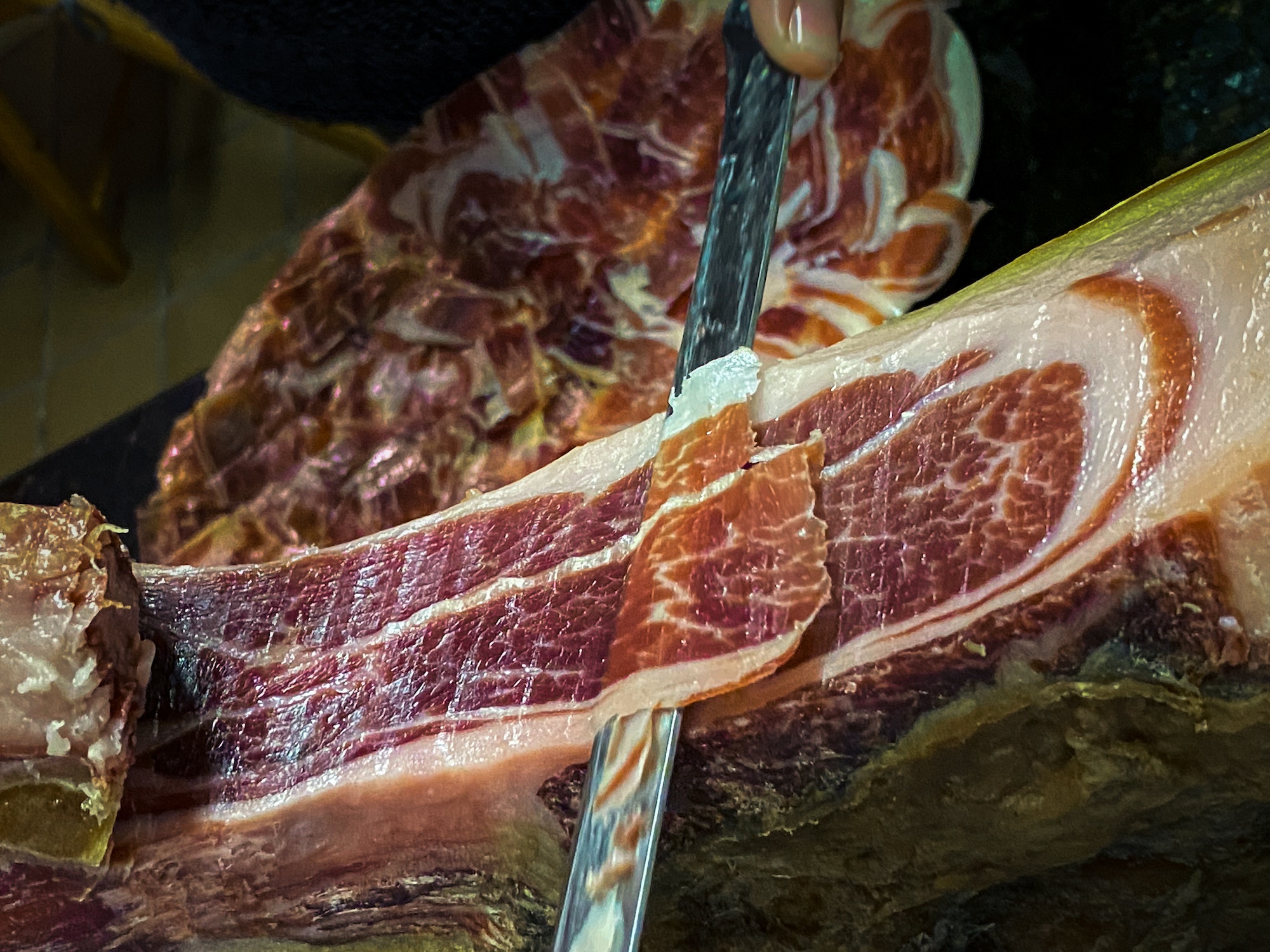 A front leg of Serrano Iberian ham also known as Spanish Pata Negra. Spain food